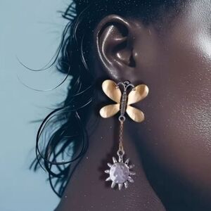 Dual-Tone Butterfly Sun Contrast Earrings | NWOT